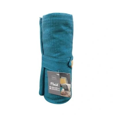 Image of Douceur d&#039;Intérieur Lucile Blue Polycotton Blanket (180 x 220 cm)