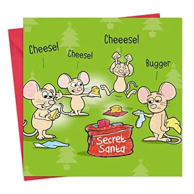 Image of Twizler Merry Christmas Card with Secret Santa Happy Xmas Funny Womens for Her Female Mens Him Male Son