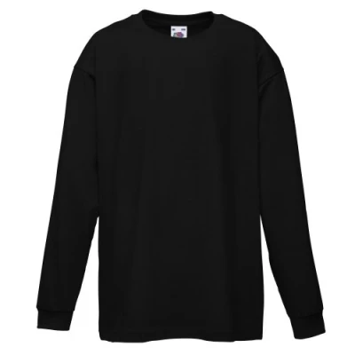 Image of Fruit of the Loom Valueweight Children&#039;s Long Sleeve T Shirt Choice Colours Black 104