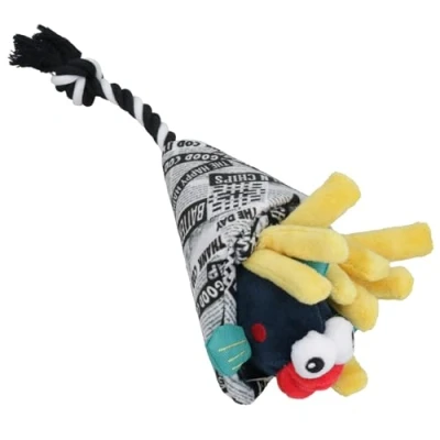 Image of AB Tools Dog Puppy Gift Fish &amp; Chips Food Themed Soft Plush Squeaky Play Toy Present