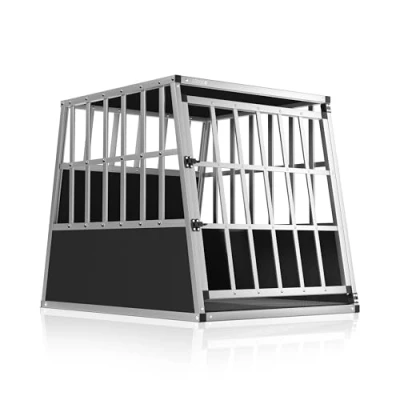 Image of CADOCA® Cat &amp; Dog Travel Crate For Car Animal Carrier Transport Box Cage Robust, Lockable, Aluminium Pet Trunk Boot 66x90x72cm Large