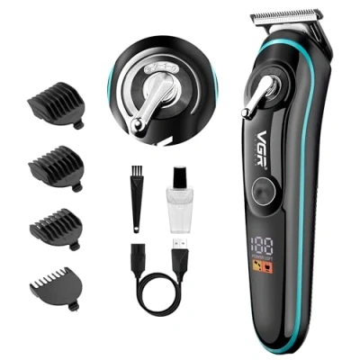 Image of VGR Beard Trimmer Cordless Hair Clippers for Men Haircut with Taper Lever Rechargeable 120 min T Blade Electric Detailer Sideburns, Moustache, Bald Head
