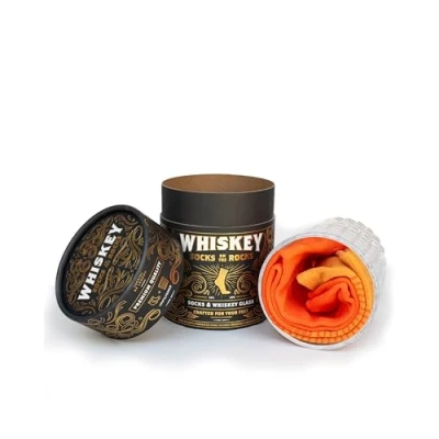 Image of Luckies of London 1 Pair Whiskey Glass with Cotton Socks Gift Box Assorted One Size