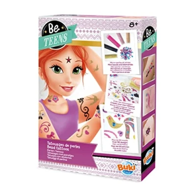 Image of Buki France Be Teens Bead Tattoos. Add Beads &amp; Diamantes to Your Water Resistant Tattoo. Easy Apply. Instructions Accessories included. Arts Crafts for Kids. Suitable Boys Girls 8+