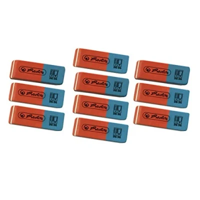 Image of Herlitz 10 Erasers, Red Side for Graphite/Blue Ink