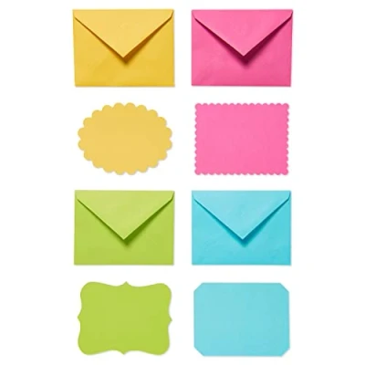 Image of American Greetings Single Panel Blank Cards with Envelopes, Bright Colors, Patterns and Shapes (40 Count)