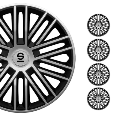 Image of Sparco Wheel Covers Bergamo 15 inch Silver/Black Set of 4 pieces