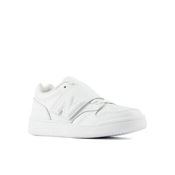 Image of New Balance 480 Unisex Trainers for kids, Size: 2, White Leather and textile