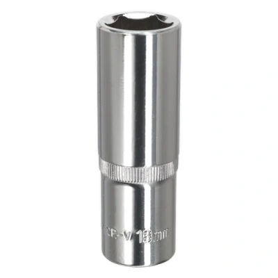 Image of Sealey Premier WallDrive® Socket 18mm Deep 1/2&quot;Sq Drive Fully Polished