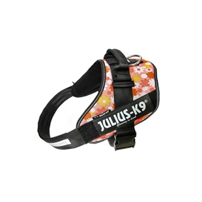 Image of Julius K9, 16IDC PNF 3, IDC Powerharness, dog harness, Size: Pink with flowers