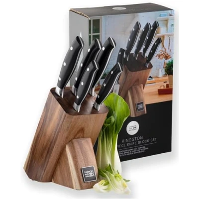 Image of Taylor&#039;s Eye Witness 5 Piece Kingston Triple Rivetted Acacia Wood Knife Block Set