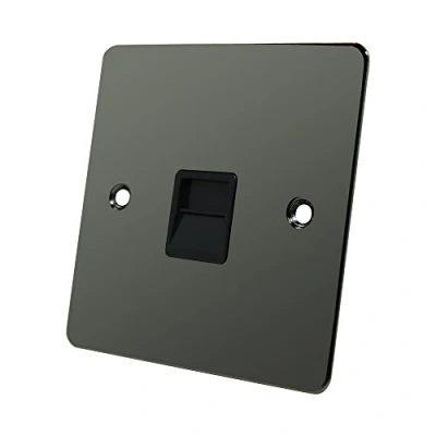 Image of Flat Plate Black Nickel Telephone Slave Socket BT Phone Extension Secondary