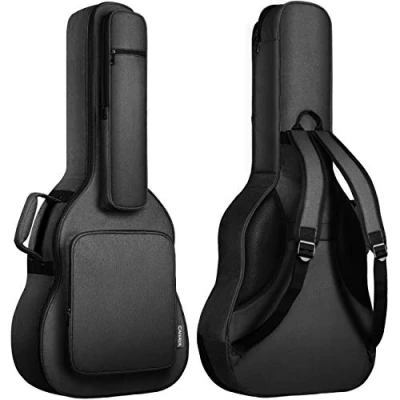 Image of CAHAYA Guitar Case 18MM Padding Gig Bag Deluxe Blended Fabric Exterior with Plush Micro Polar Fleece Lining, Back Hanger Loop for 40 41 42 Inches Acoustic Classical Guitar, Black, CY0244