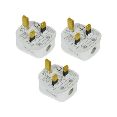 Image of STATUS 13A 3 Pin Plug UK White 13amp Electrical Plugs Pack of 13APLUG3PK5