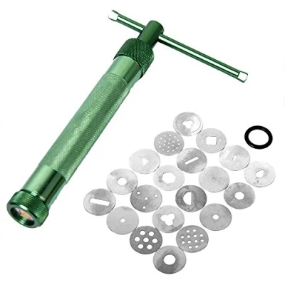 Image of Visork Clay Extruder Gun Sugar Paste Craft Fondan Fondant Cake Polymer Tools Sculpture Decor With 20 Swap Discs Green