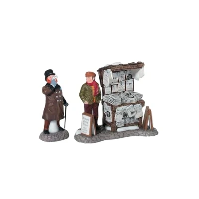 Image of Department 56 Dickens&#039; Village London Newspaper Stand Accessory Figurine (Set of 2), 3.2 Inch