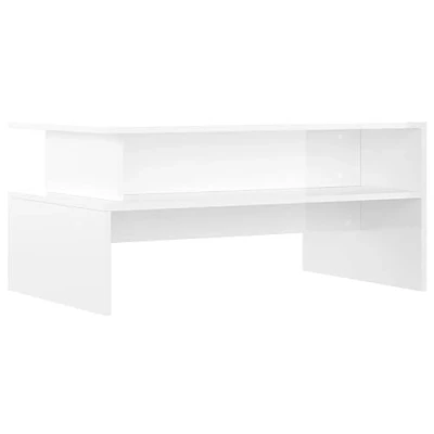 Image of vidaXL Engineered Wood Coffee Table, High Gloss White Finish, 90x55x42.5 cm, Modern Design, Ample Storage, Sturdy Tabletop Great for Living Room