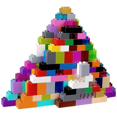 Image of Premium Big Bricks 24 Color Solid and Clear Basic Builder Set 108 Pack Large Pegs Compatible with LEGO DUPLO Blocks Compataible Baseplates Only
