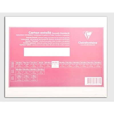 Image of Clairefontaine Ref 33976C White Canvas Board (Standard) 24 x 30cm 3mm Thick, Made from 100% Cotton, Suitable for Oil &amp; Acrylic Paints, Acid Free Surface