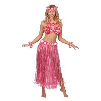 Image of Wicked Costumes Adult Hawaiian Honey 5pc Set Hot Pink