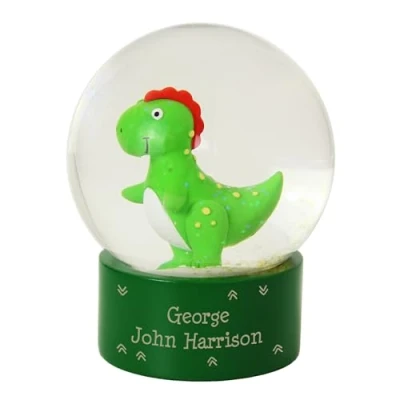 Image of Personalised Dinosaur Glitter Snow Globe