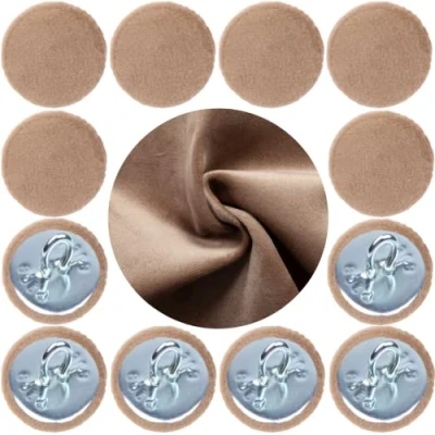 Image of Plush Velvet Covered Hoop Back Buttons Upholstery Fabric for Headboards Sofas 30L/18 mm (Beige, 10 Buttons)
