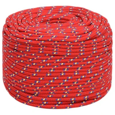 Image of &#039;vidaXL Polypropylene Boat Rope 50m 6mm Red Braided Marine for Dock line, Camping, Kayaking, Fishing Durable, Weather Resistant and Lightweight