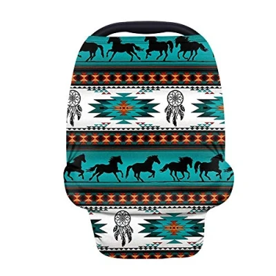 Image of Binienty Baja Tribal Horse Dream Catcher Print Car Seat Cover for Babies, Breathable Infants Carseat Canopies, Aztec Style Stroller