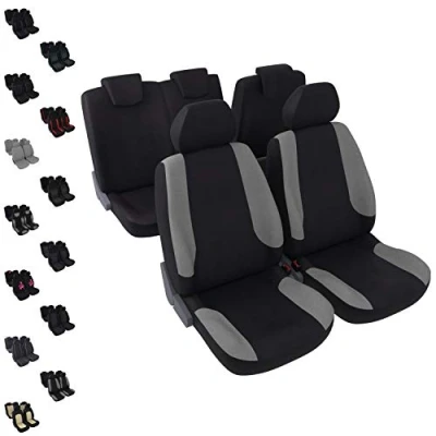 Image of DBS 1012723 Universal Non Slip Washable 5 Seat Car Covers Black + Grey