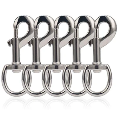 Image of OWAYOTO Swivel Eye Bolt Snap Hook Dog Lead Clips Clasp Flag Heavy Duty Pet Leash Pole Key Chain 3.425 Inch 5pcs