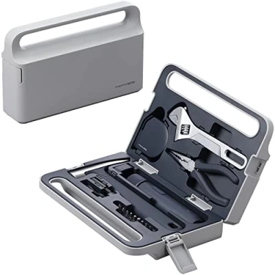 Image of HOTO 3.6V Electric Screwdriver Tool Kit, Rechargeable Power includes Screwdriver/10 S2 Steel Bits/Spanner/Hammer/Plier/Tape Measure, Hidden Buckle Design
