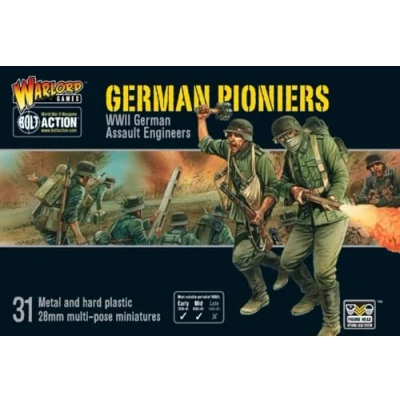 Image of Warlord Games German Pioneers 28mm Scale Plastic Miniatures for Bolt Action Highly Detailed World War 2 Table top Wargaming