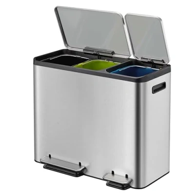 Image of EKO Recycling Bin, Stainless Steel Matt, 32,1 x 40,4 49,2 cm