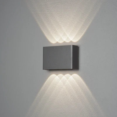 Image of Chieri Outdoor Modern Up Down Wall Lamp 2x 4 LED Dark Grey, IP54