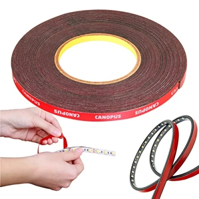 Image of CANOPUS Professional 3M Double Sided Tape Heavy Duty 10mm x 9.75m Waterproof Mounting Strong Adhesive Tape, Ideal for LED Strip Lights Automotive, Home Decor, Car