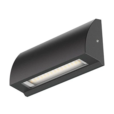 Image of ledscom.de LED Wall Light/Staircase Light SEGIN for Outdoors, IP54, Flat, Downlight, Black matt, Angular, 3.6 W, 278lm, Cool White, downunder, Outdoor, Guiding Light, Wall, Passive Lighting