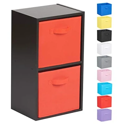 Image of Hartleys 2 Tier Black Cube Unit Choice of Storage Boxes