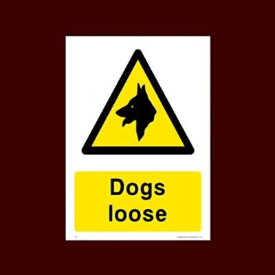 Image of Dogs Loose Plastic Sign Warning, Farm, Dogs, Agriculture, Cattle, Sheep, Bull (CA2)