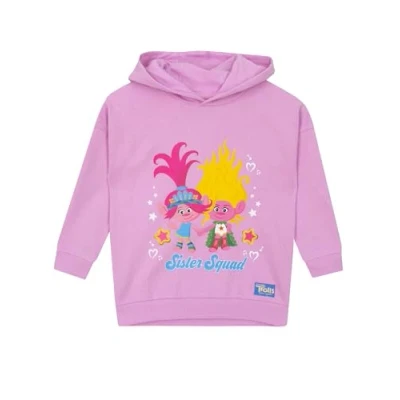 Image of Trolls Girls Hoodie Viva And Poppy Hooded Sweatshirt For Pink 8 9 Years