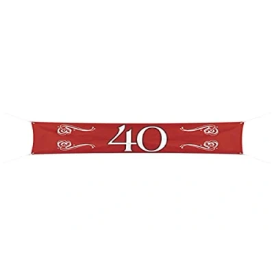 Image of Folat 21472 40th Birthday/Anniversary Banner, Ruby Red