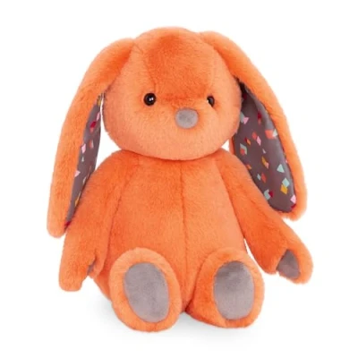 Image of B. toys Plush Bunny Super Soft Stuffed Animal Washable Rabbit Toy HappyHues for Babies and Toddlers 0 Months +, Coral Orange