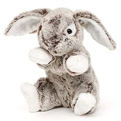Image of Uni Toys rabbit with floppy ears, large dark brown mottled super soft 22 cm (height) plush toy, cuddly toy