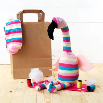 Image of Sock Flamingo Craft kit Sewing for kids kits adults Gifts