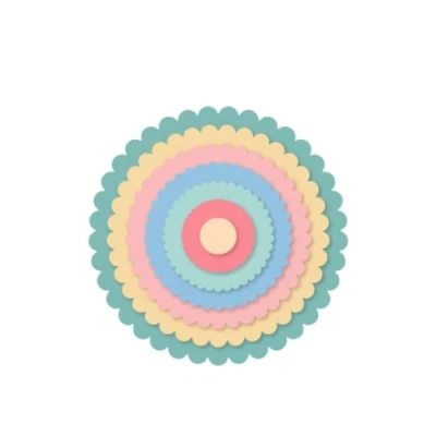Image of Craftelier Essential Mini Set for Scrapbooking, Crafts and Card Making Creations. Scalloped Circle Shape. Approximate Diameter Size Between 1.00 cm 7.00