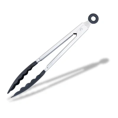 Image of Fackelmann Initial Serving Tongs PP Plastic with Stainless Steel Handle, 27.5cm, Black, Silver