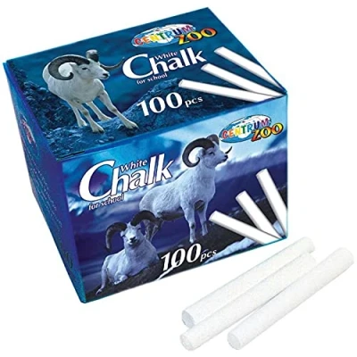 Image of M1SS Pack of 100 White Chalk Sticks 80mm x 7.5mm Blackboard Chalks Non Toxic Smooth Texture School Chalkboard Signs Slate Writing and Drawing (1)