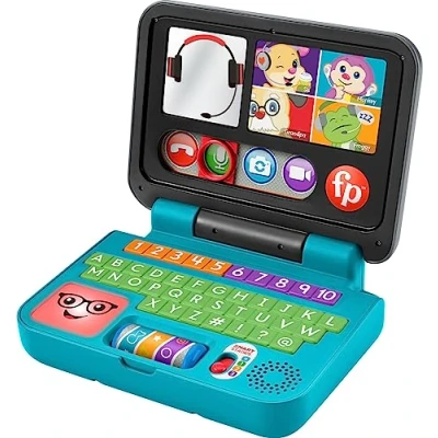 Image of Fisher Price Laugh &amp; Learn Let&#039;s Connect Laptop UK English Edition, Electronic Toy with Smart Stages Learning Content for Infants and Toddlers, HGW96