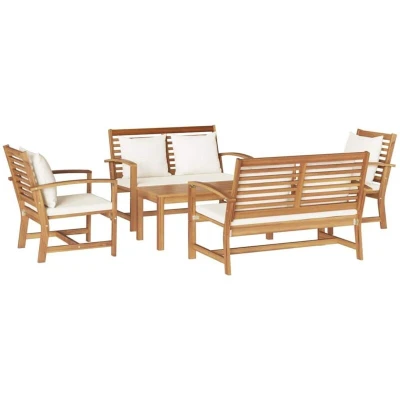 Image of vidaXL Garden Sofa Set 5 pcs Natural Solid teak wood