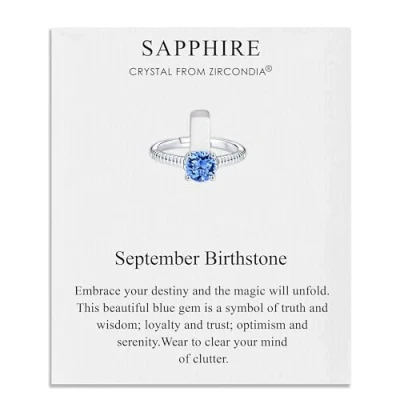 Image of Philip Jones September (Sapphire) Adjustable Birthstone Ring Created with Zircondia® Crystals