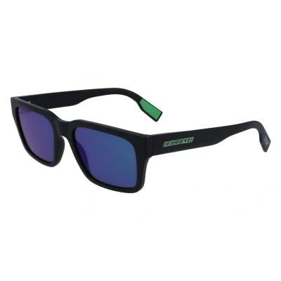 Image of Lacoste Man L6004S 002 Sunglasses Plastic Black Blue Squared Mirrored Shaded